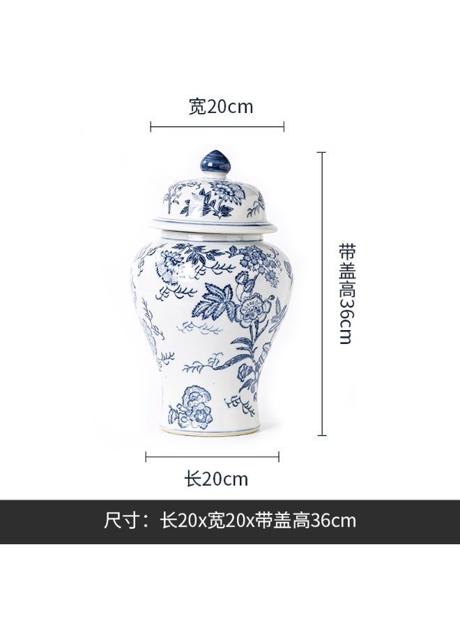 Blue and White Porcelain Ginger Jar with Lid - Image 2